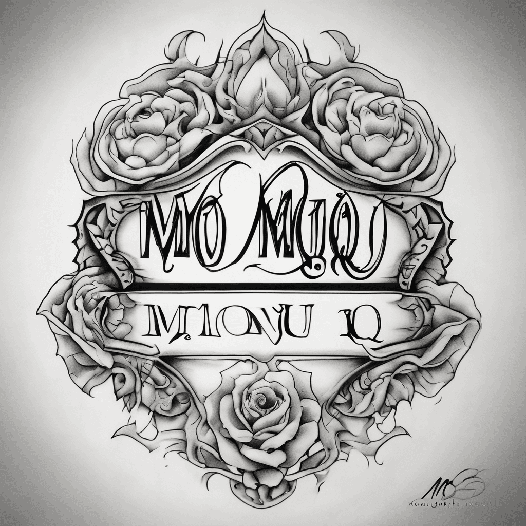 A beautiful tattoo design featuring the name "M O N I Q U E" in elegant lettering on the chest