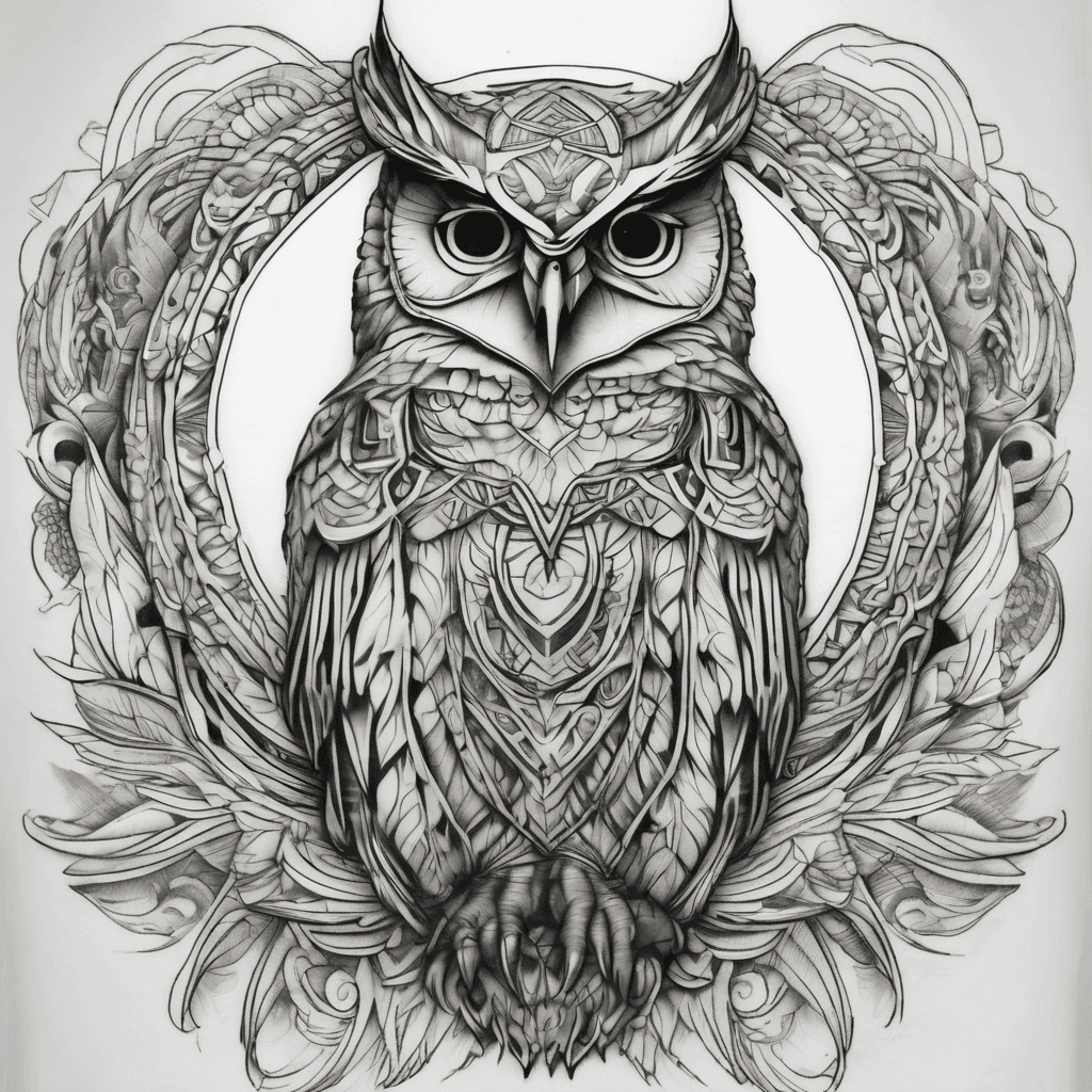 Please design a Polynesian style half sleeve tattoo. I already have an owl on my upper shoulder. Owl as the central focal point .
Manta ray underneath/behind the owl — wings can flow outward. Incorporate blended shiva thrishul and darmu