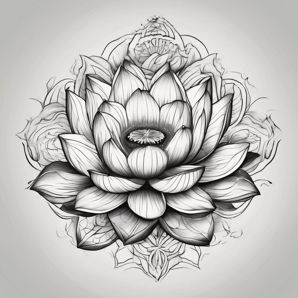 Photorealistic lotus flowers with dove around wrist