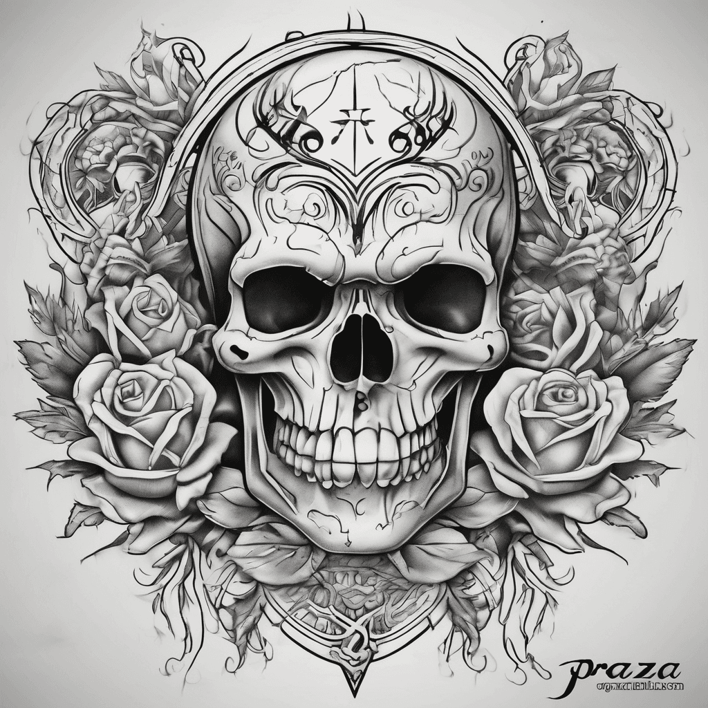 A beautiful tattoo design featuring the name "Praza💀" in elegant lettering