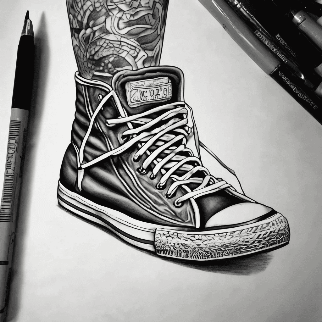combine my love of sneakers with romans 10:15. black & white, realistic, placement would be on forearm