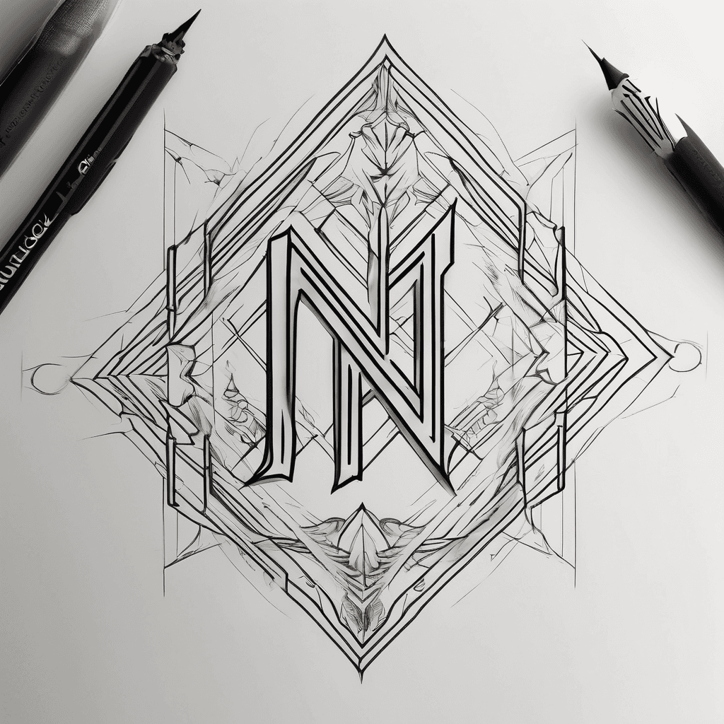 Minimalist name logo with the letters N, I, G, E, L to create a geometric pattern.