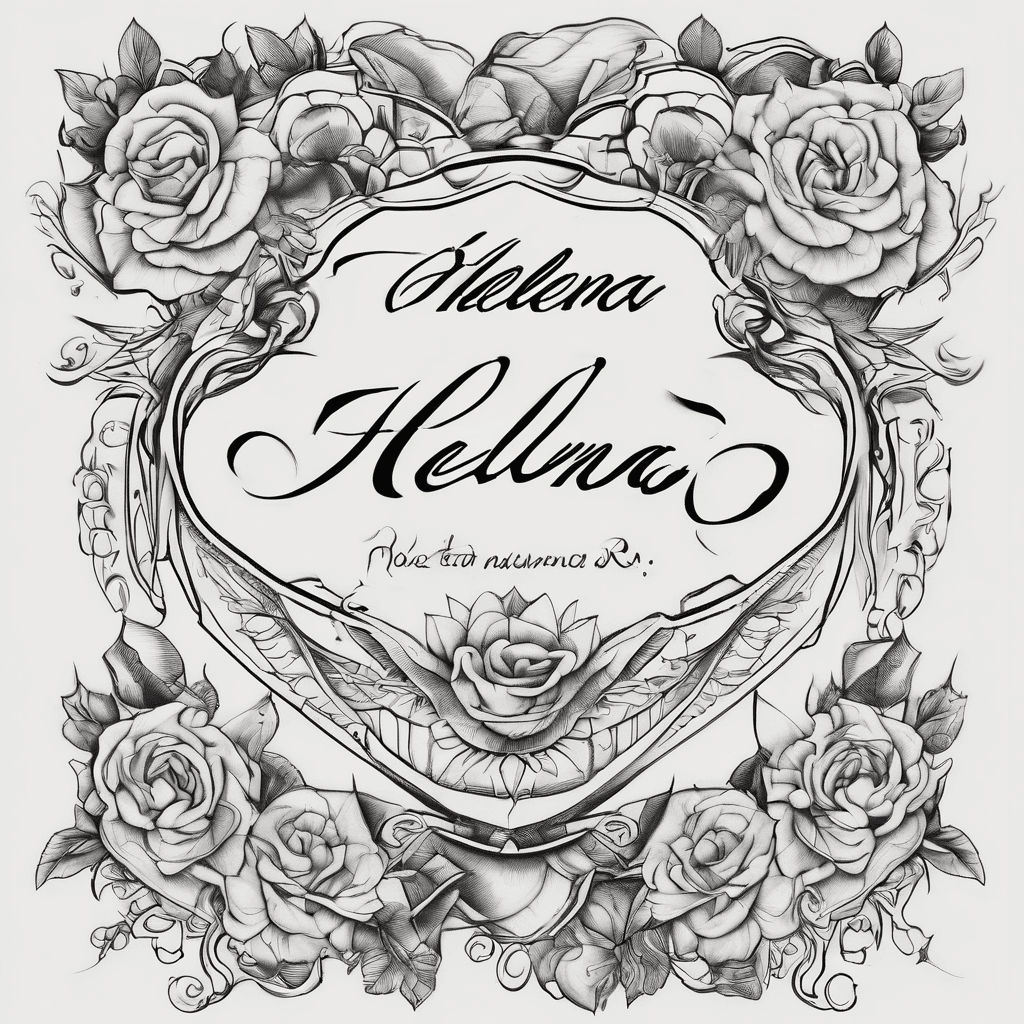 Tattoo with the name Helena cursive lettering for men not too exposed on body