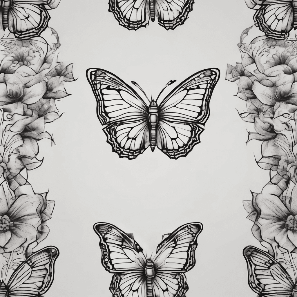 5 butterflies flying up my outside forearm 2 1/2 inches