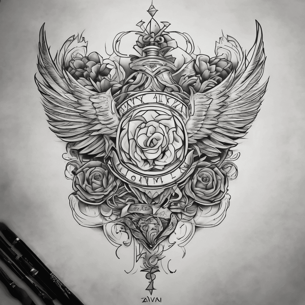 Chest tattoo over my heart of my three kids names Avina Leone and Zayaan. Make the font creative and combine all three names