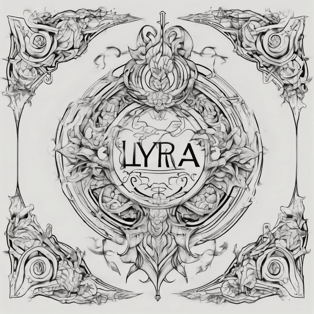 A beautiful tattoo design featuring the name "LYRA " in elegant lettering