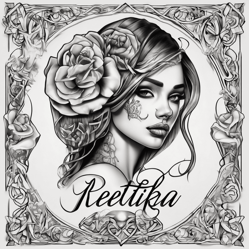 A beautiful tattoo design featuring the name "Reetika forever ♥️" in elegant lettering