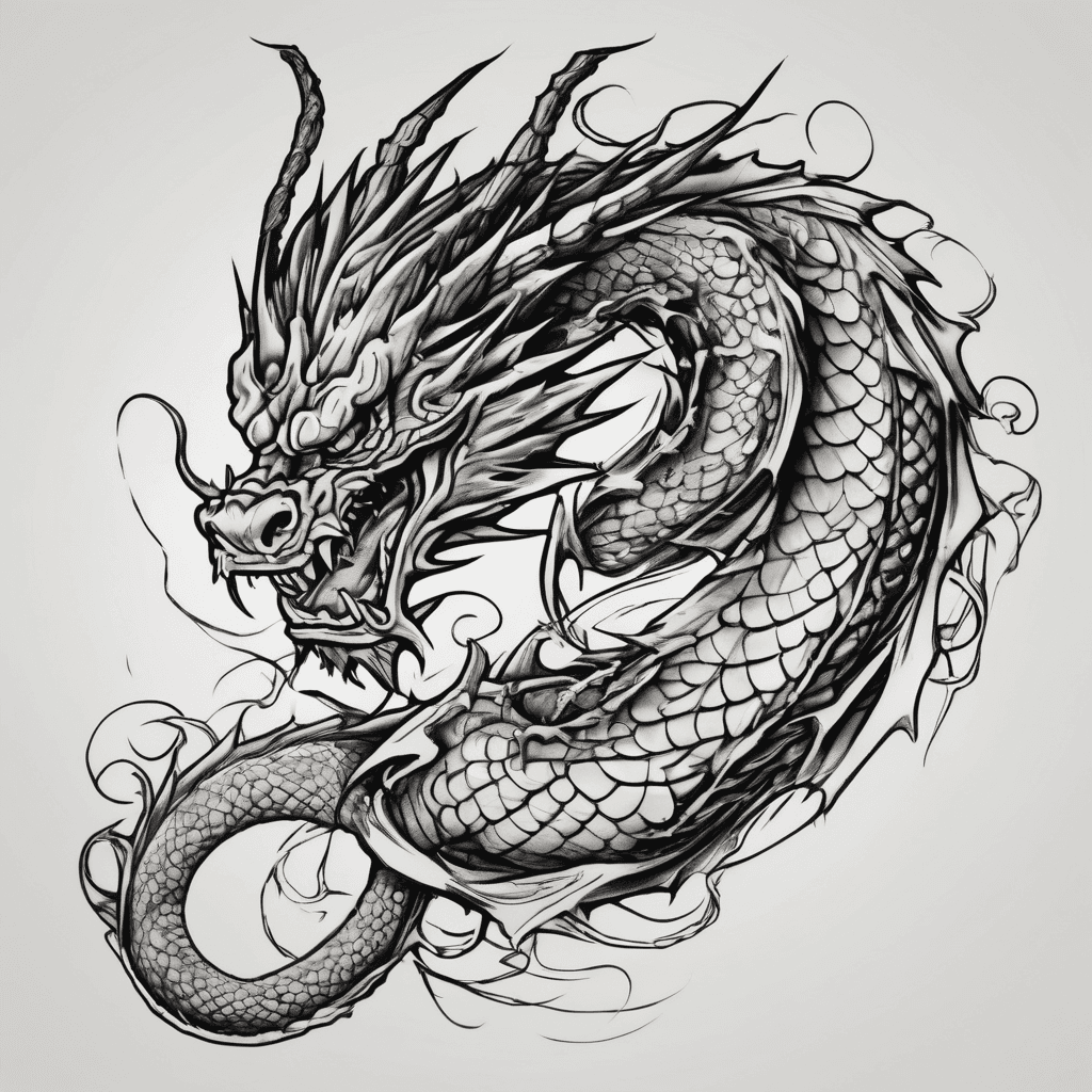Dark Japanese dragon tattoo on my upper arm