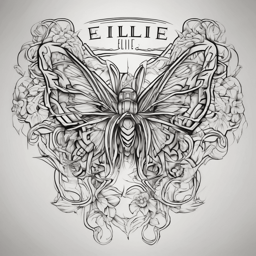 A beautiful tattoo design featuring the name "ELLIE" in elegant lettering