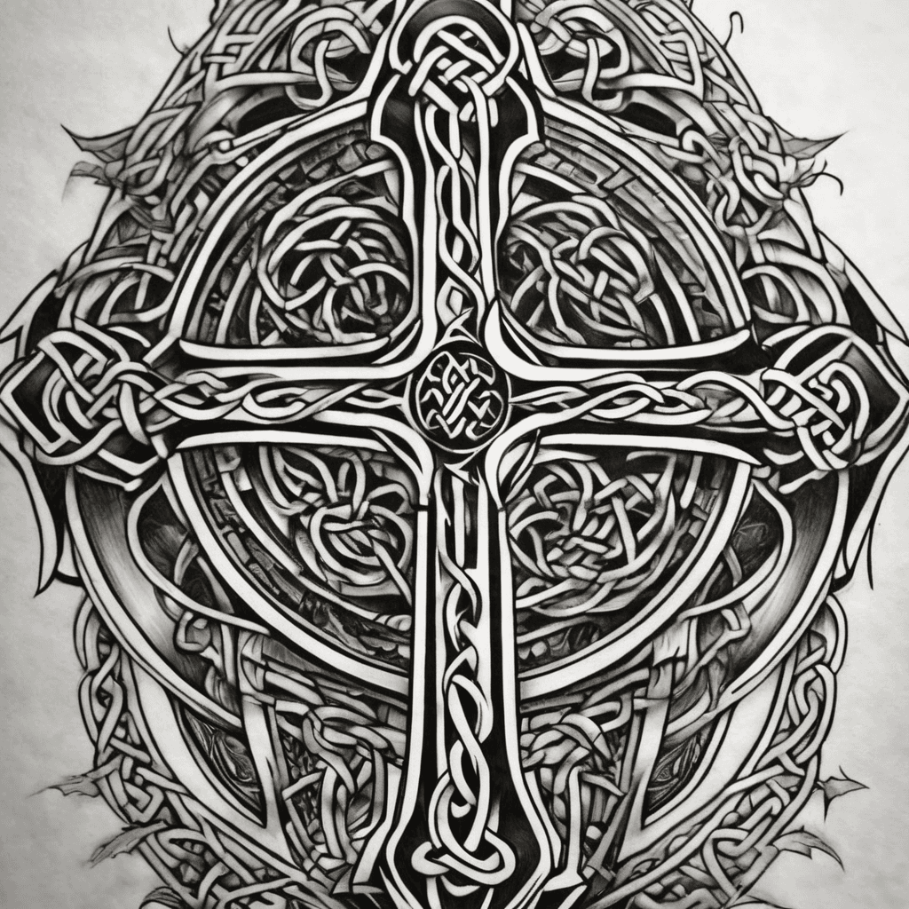 Celtic inspired for upper arm at the shoulder. Combine a scottish thistle, a cross, and a father-daughter celtic knot. Don't want it to be super heavy, mostly line art with some slight shading.