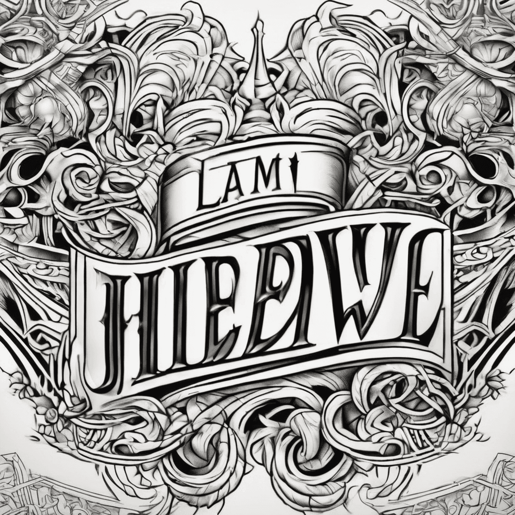 A tattoo design featuring the name Liam Drew in elegant lettering