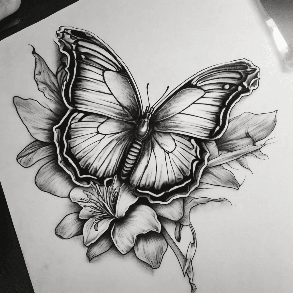 i want something with a butterfly, sun and moon and an iris flower. i like little extra details, i want them together to create a piece in memory for my aunty, and i want it on my inner forearm