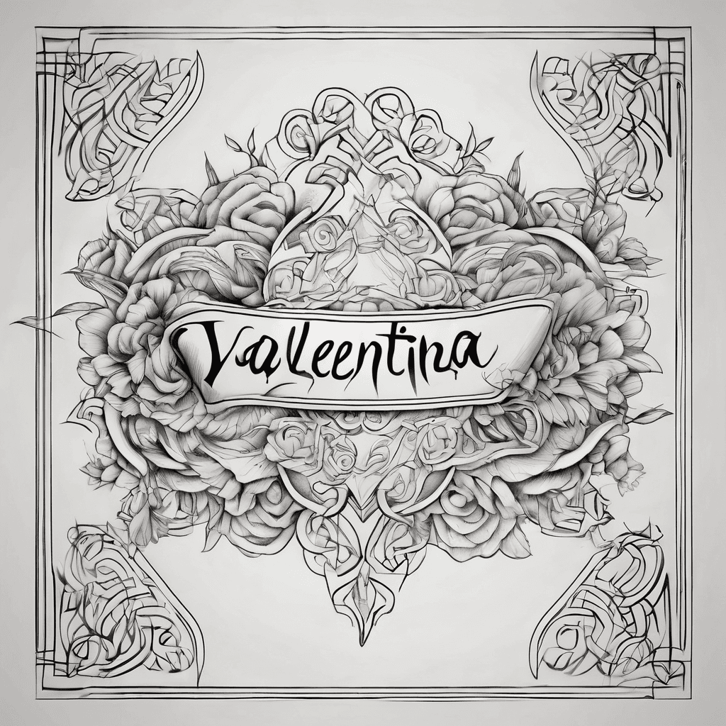 A beautiful tattoo design featuring the name "Valentina" in elegant lettering