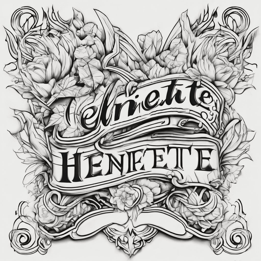 A beautiful tattoo design featuring the name "Henriette" in elegant lettering