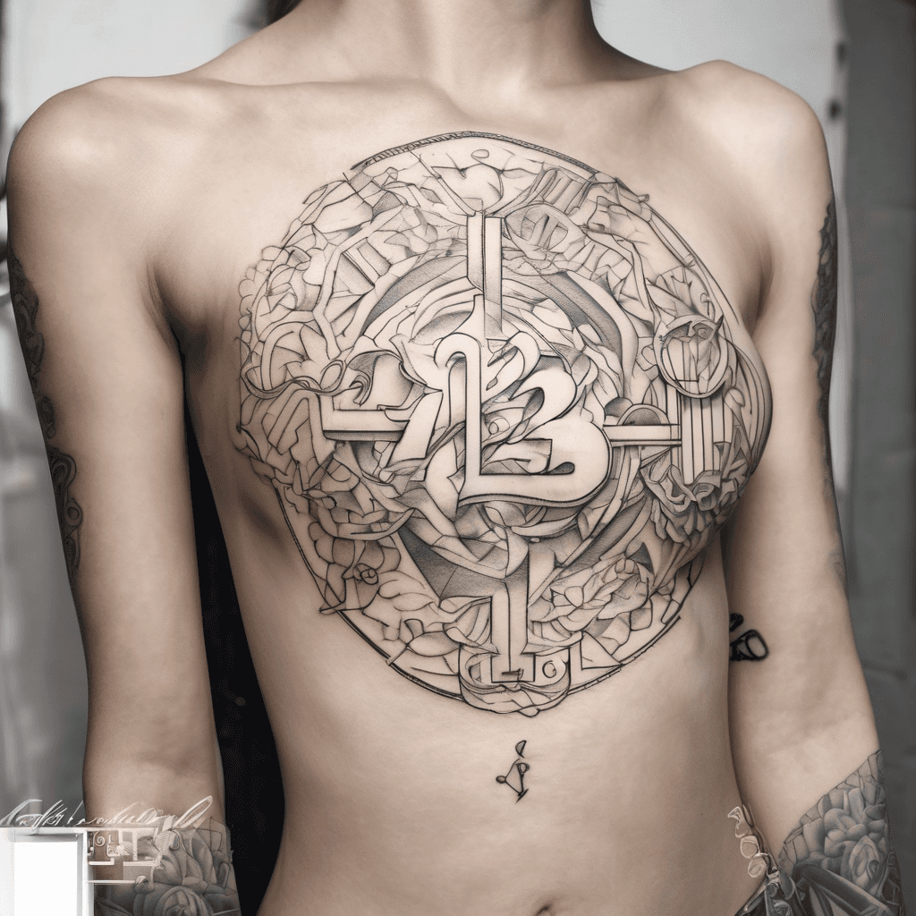 A fine line tattoo of the numbers 12460 into one symbol, girly and pretty
