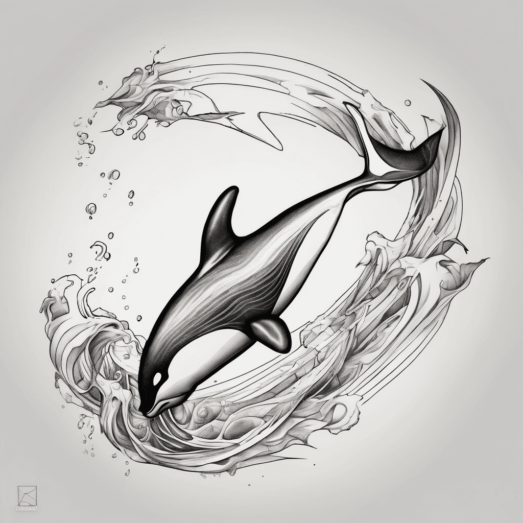 fine line orca showing motion to be placed on the left side of torso/ribcage.