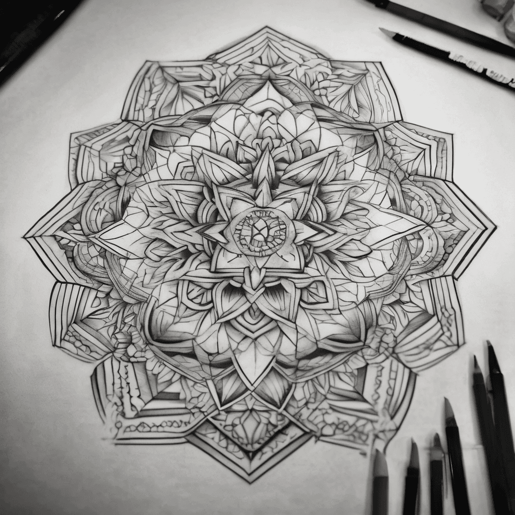 Mandala / Geometric from right after the toes up to the knee.. Starting with hexagons, and move more info more traditional mandala. Need to be organic, in the meaning it shouldn't just be stacked