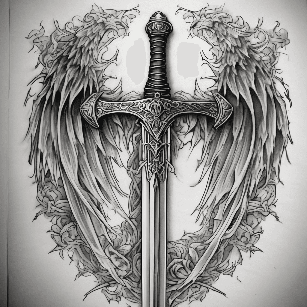 I want a tattoo on my back of a sword and the guard of the sword be a gothic style linework with the the whole sword going from the top of my back to my lower
