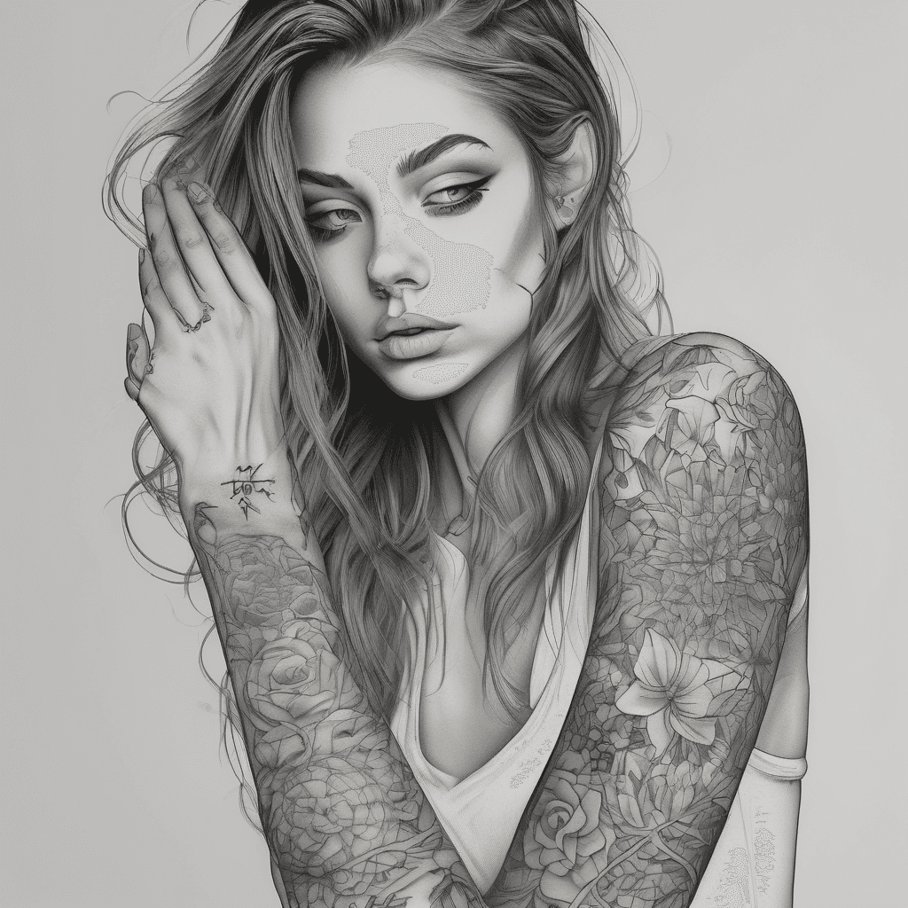 A sleeve on the right hand that tells a story of a girl who had everything then lost it all to addiction