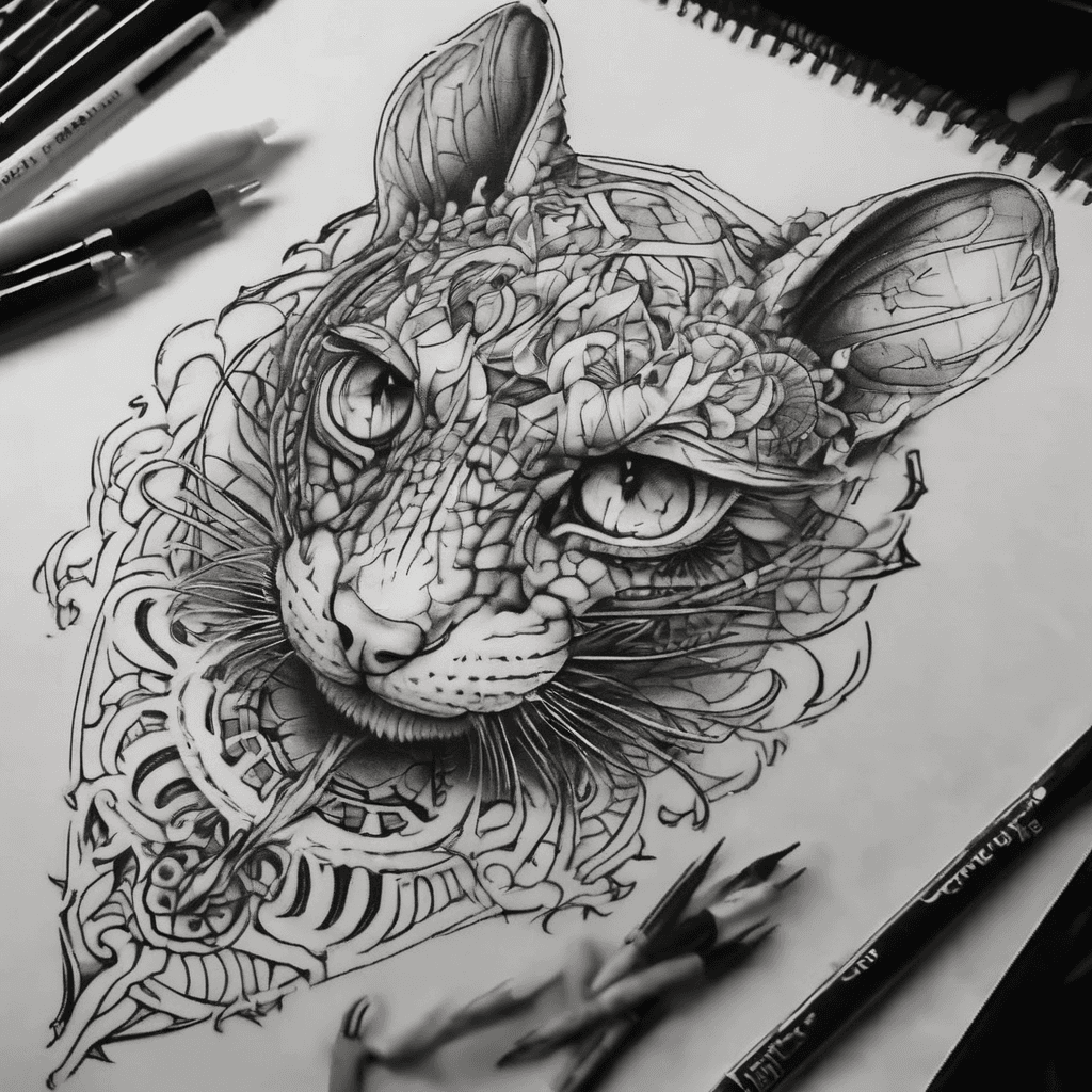 Morcego estilo gótico realista para tatuar. Ele deve conter um rabo de rato, chifres pequenos de um bode e olhos vermelhos