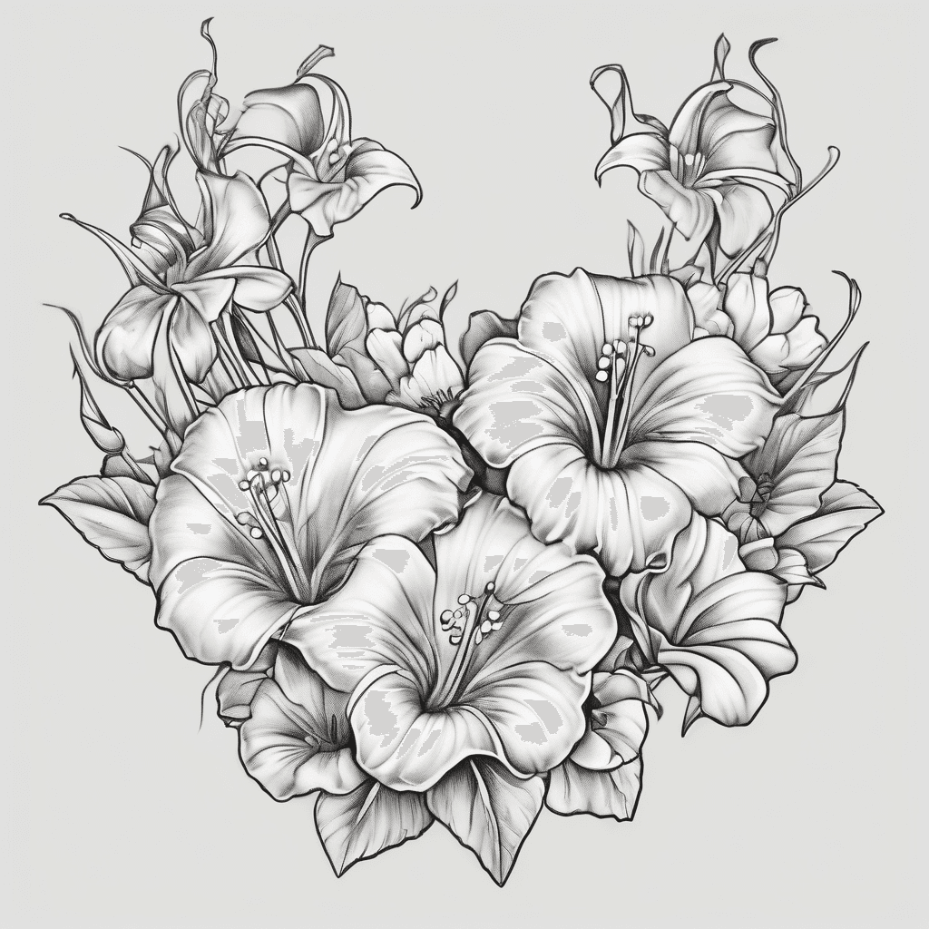 Collar bone tattoo with morning glory flowers Lily of the valley flowers and daisies