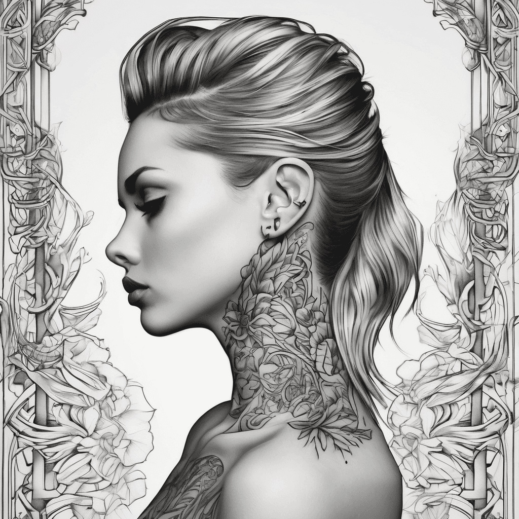 You can create an image of a tattoo sample on the neck like this, create it with the name Leticia with a cross
