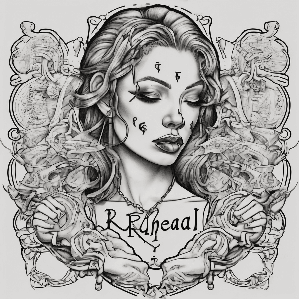 I want the name Rapheal in red ink in cursive writing with hearts and money symbols