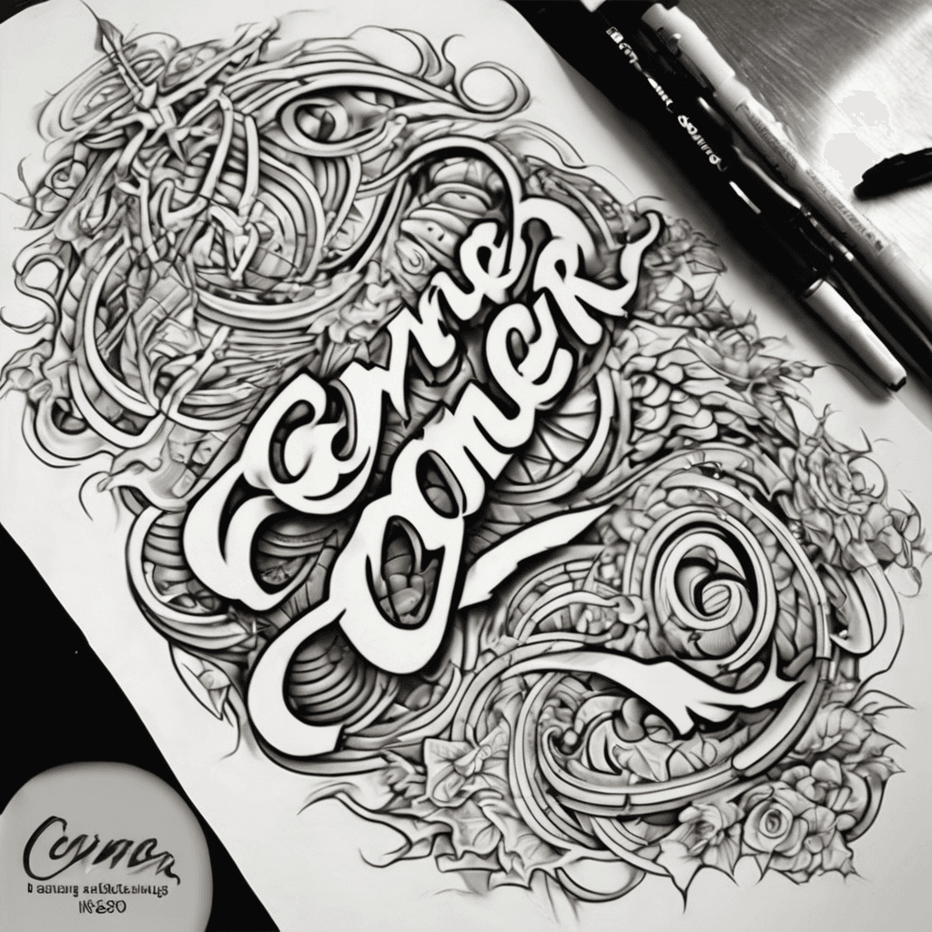 A tattoo concept featuring the name "Conner " in Dancing Script lettering