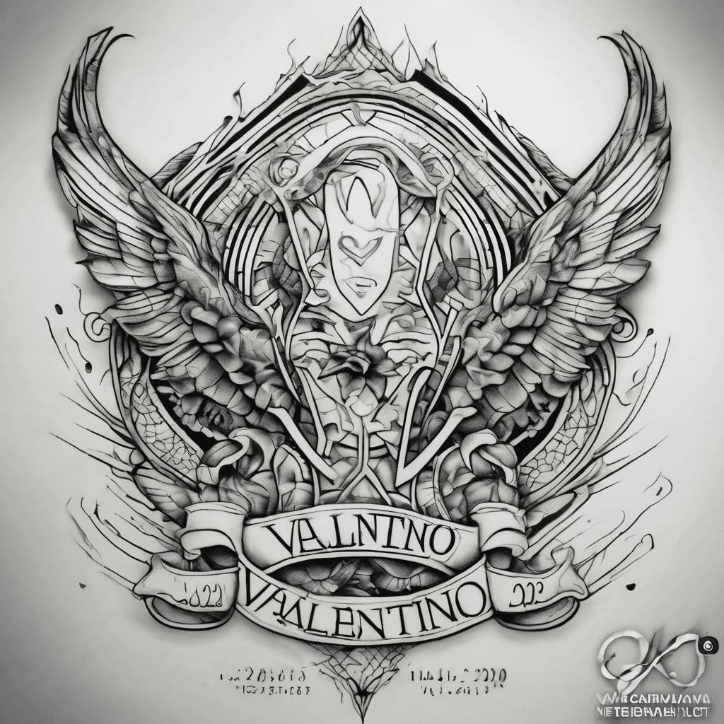 A tattoo with the name Valentino and the date 02-11-2022