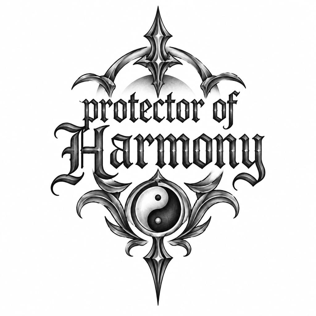 I need something that says protector of Harmony and old ancient lettering