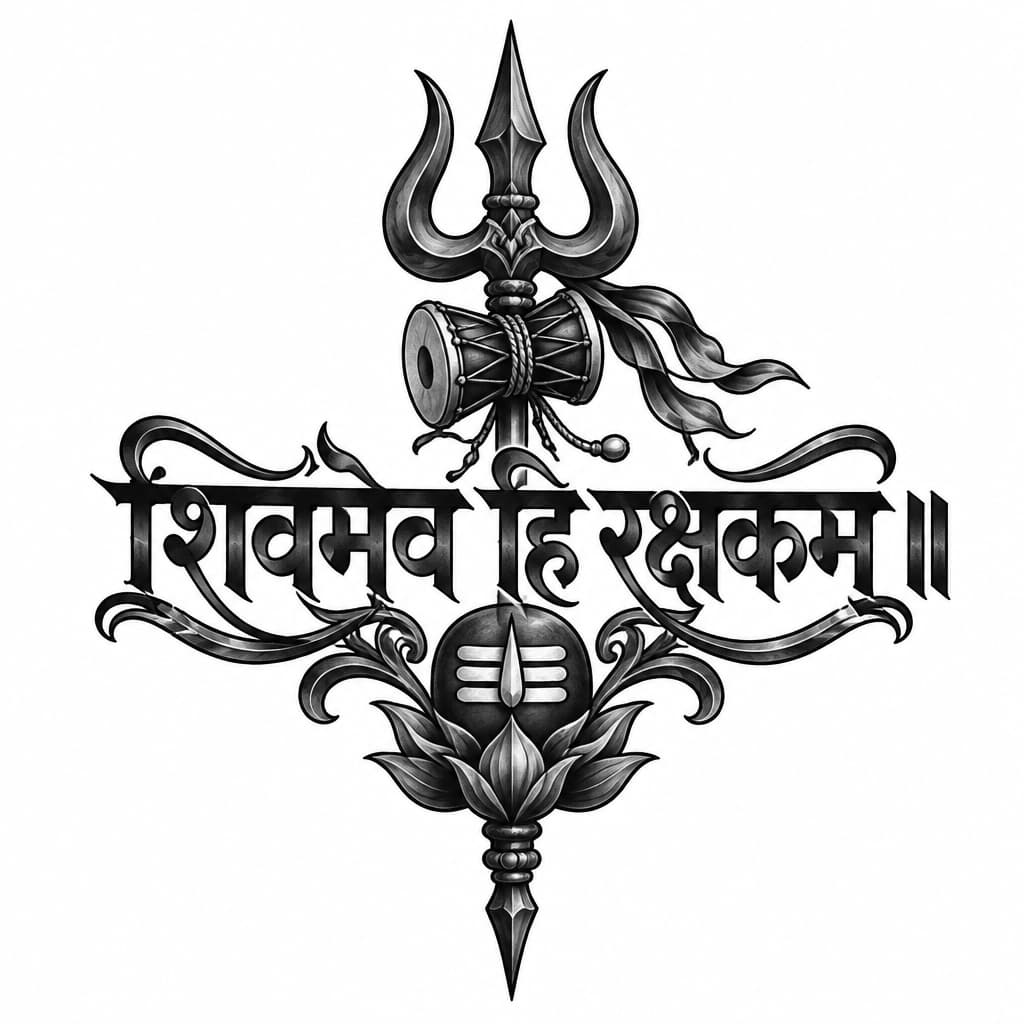 शिवमेव हि रक्षकम् ॥ wrie this in tattoo styles