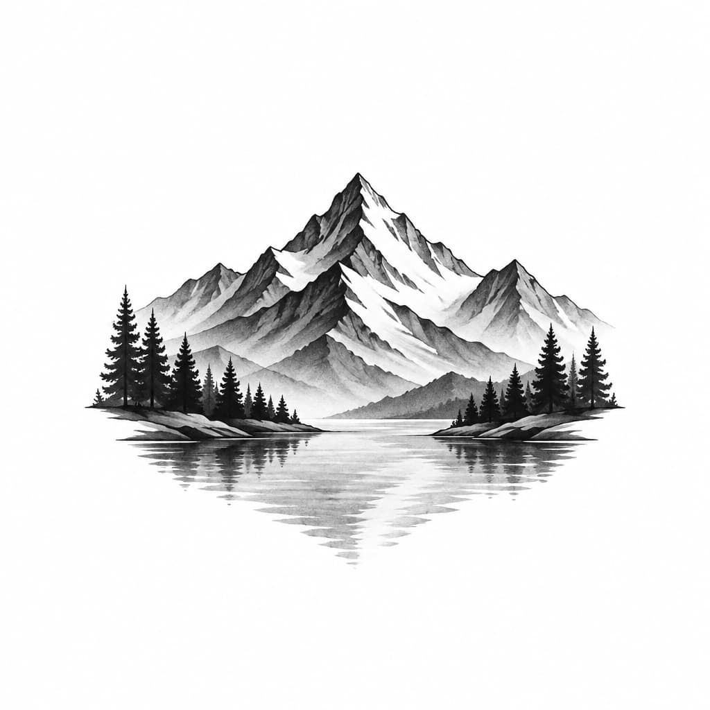 A minimalist mountain landscape