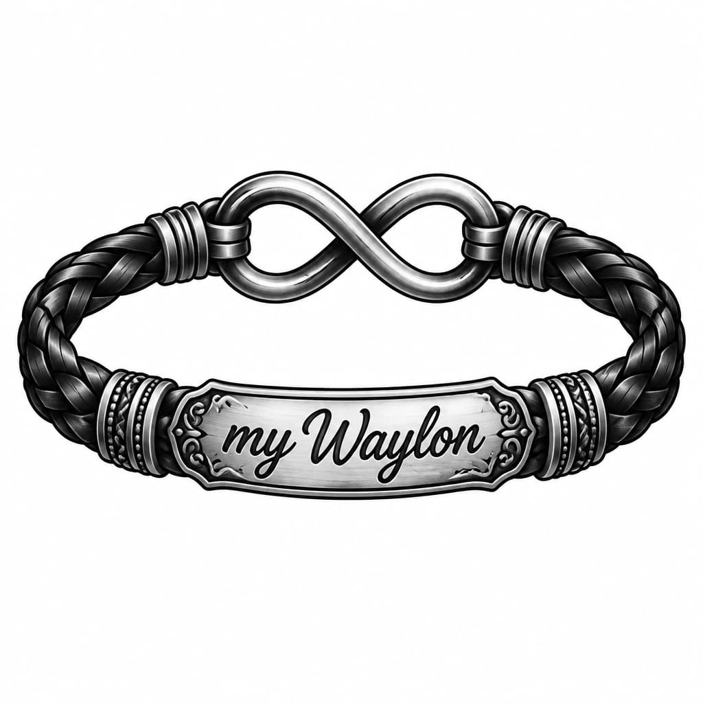 A wristlet that says my Waylon with infinity sign as a clasp