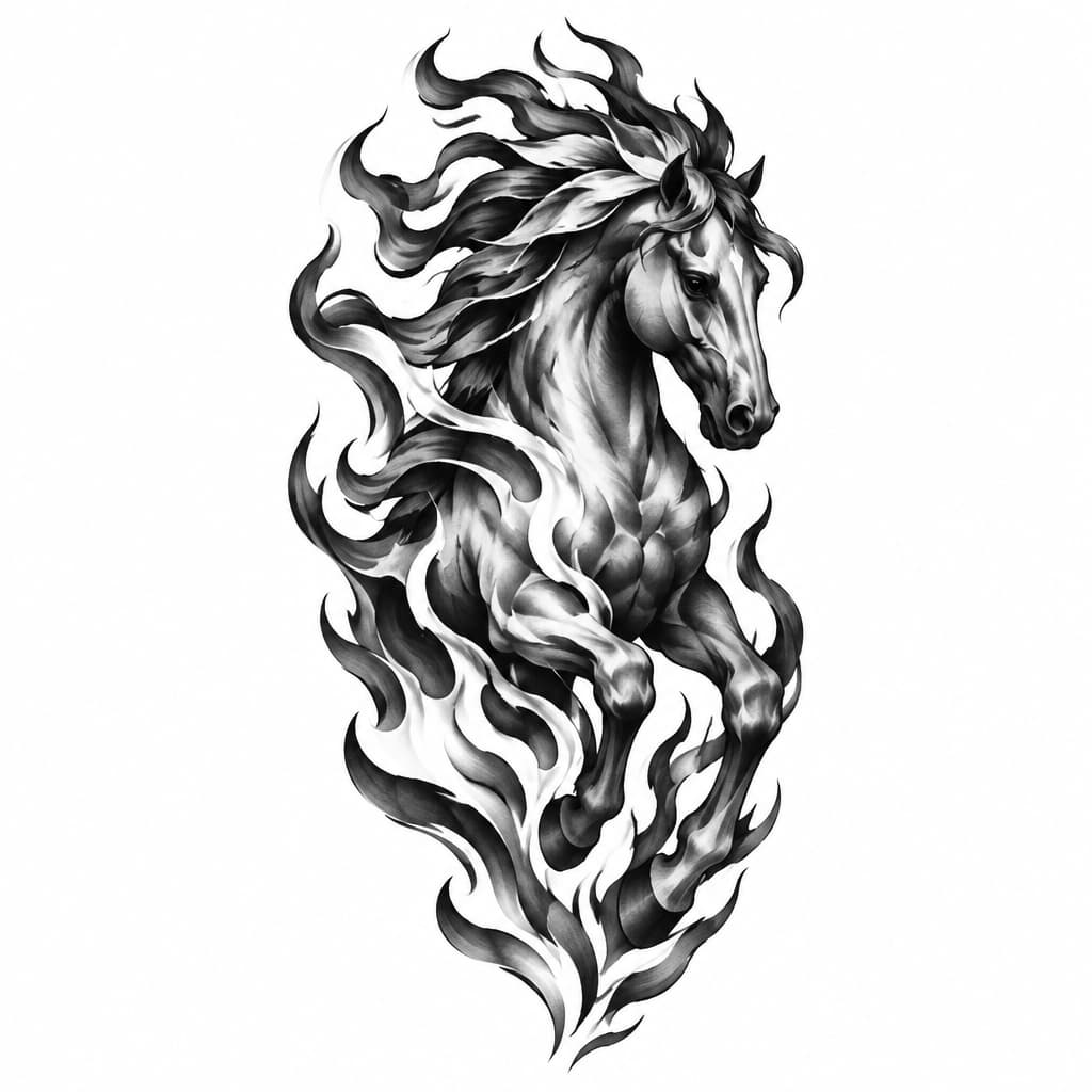 Fire horse abstract design symbol for shoulder to upper arm