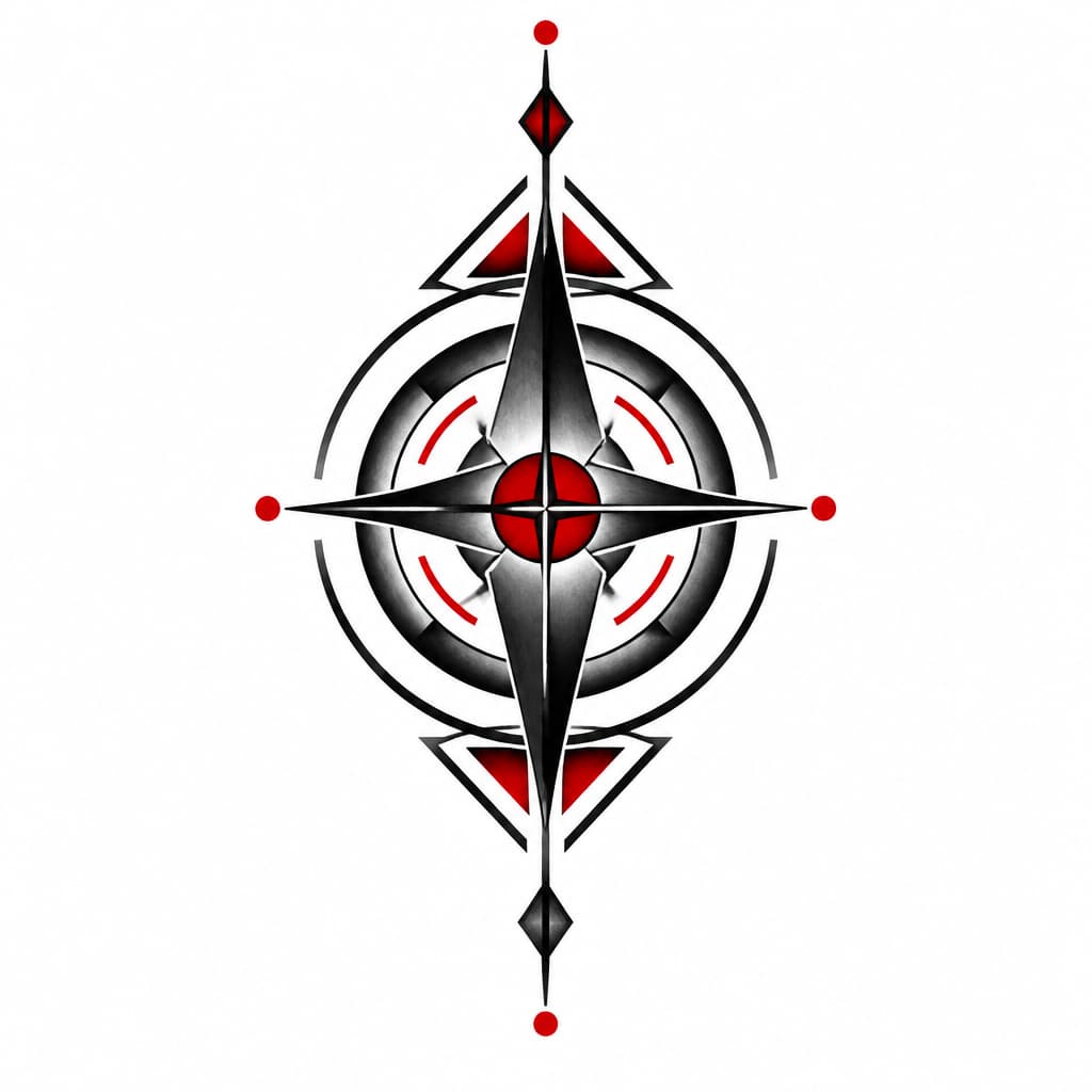 Geometric design with only black and red