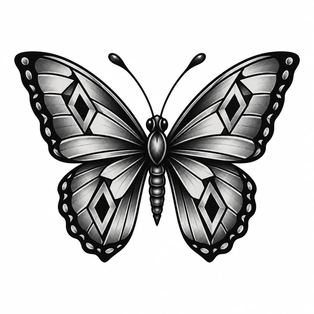 Geometric butterfly , diamond pattern in wings not too complicated