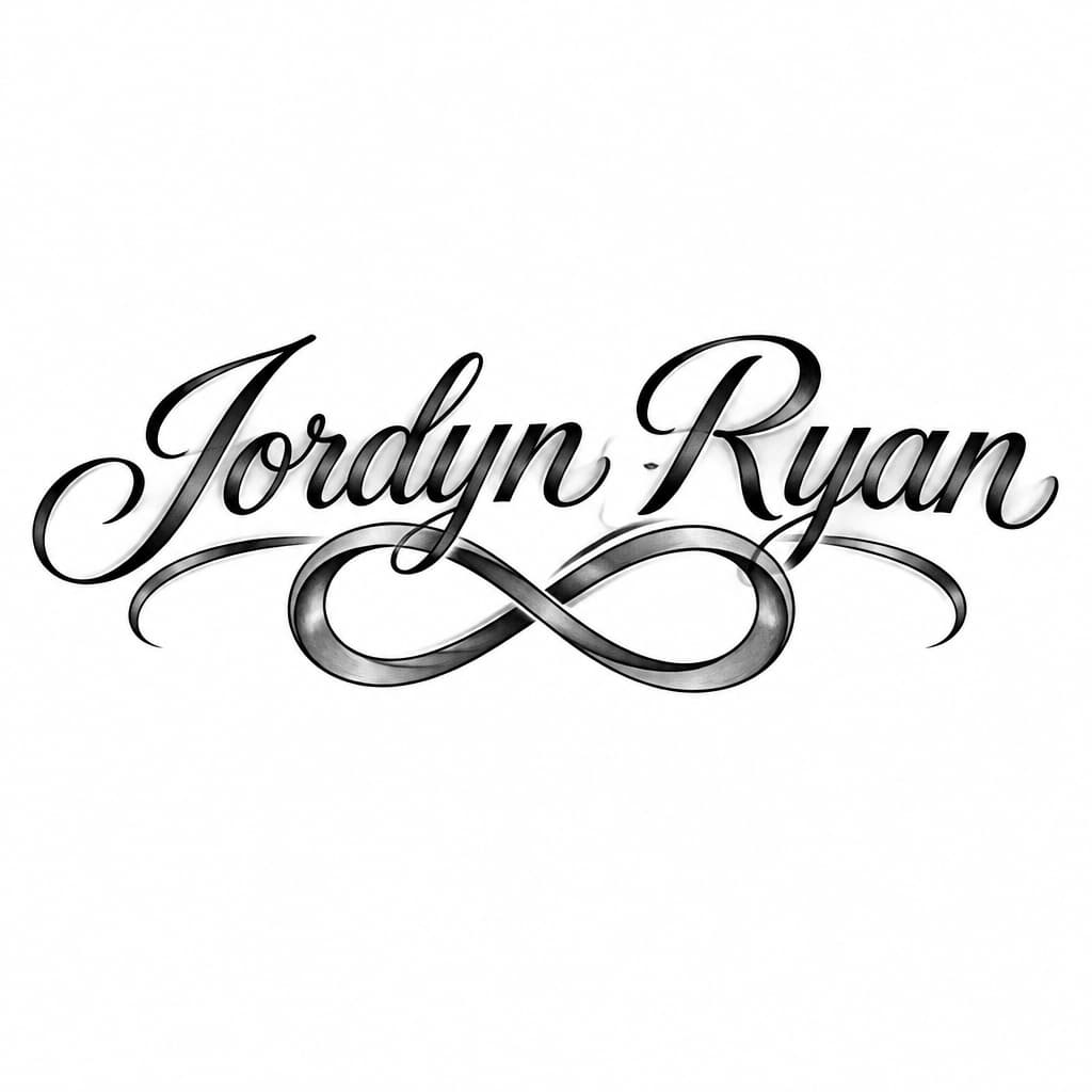 My daughter's name "Jordyn Ryan" with an infinity sign