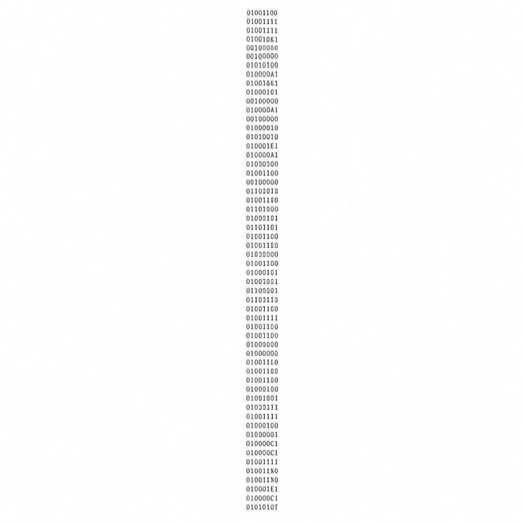 I want this quote "LOOK UP TAKE A BREATH UNPLUG YOUR MIND AND DISCONNECT" translated into binary code without any spaces going vertically down my spine in a fine line