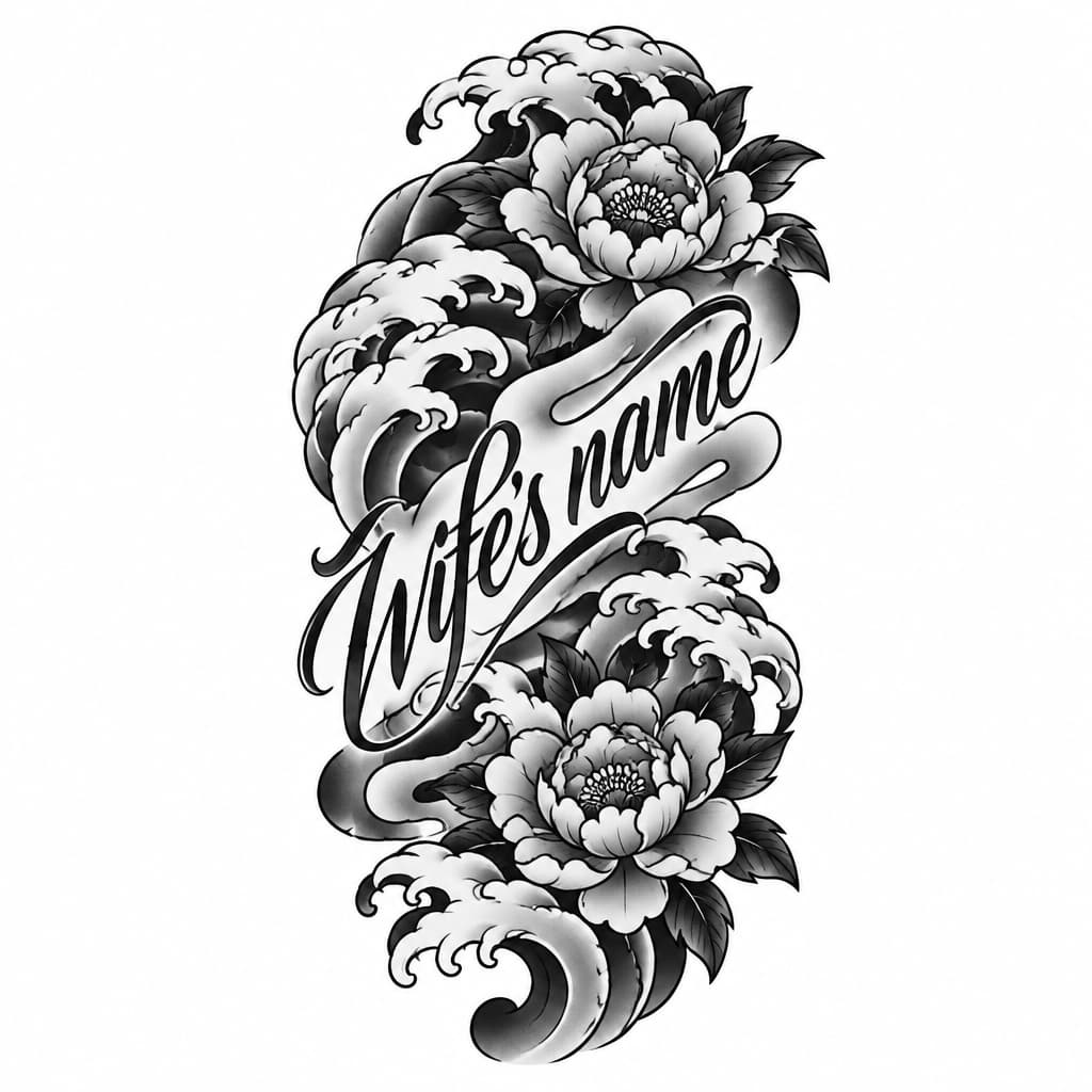 I want to write my wife's name and to cover P.B. symbols already written in my forearm.