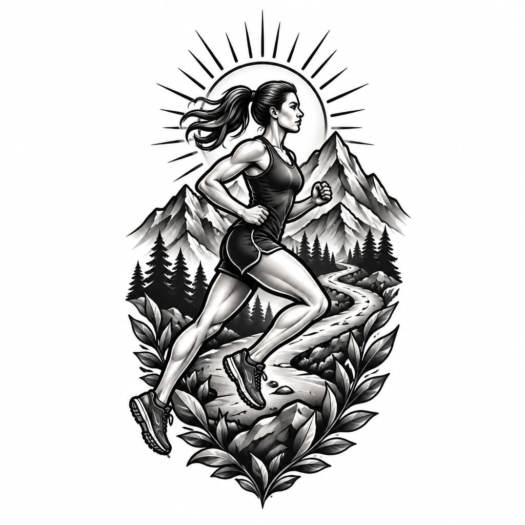 A running motivational tattoo