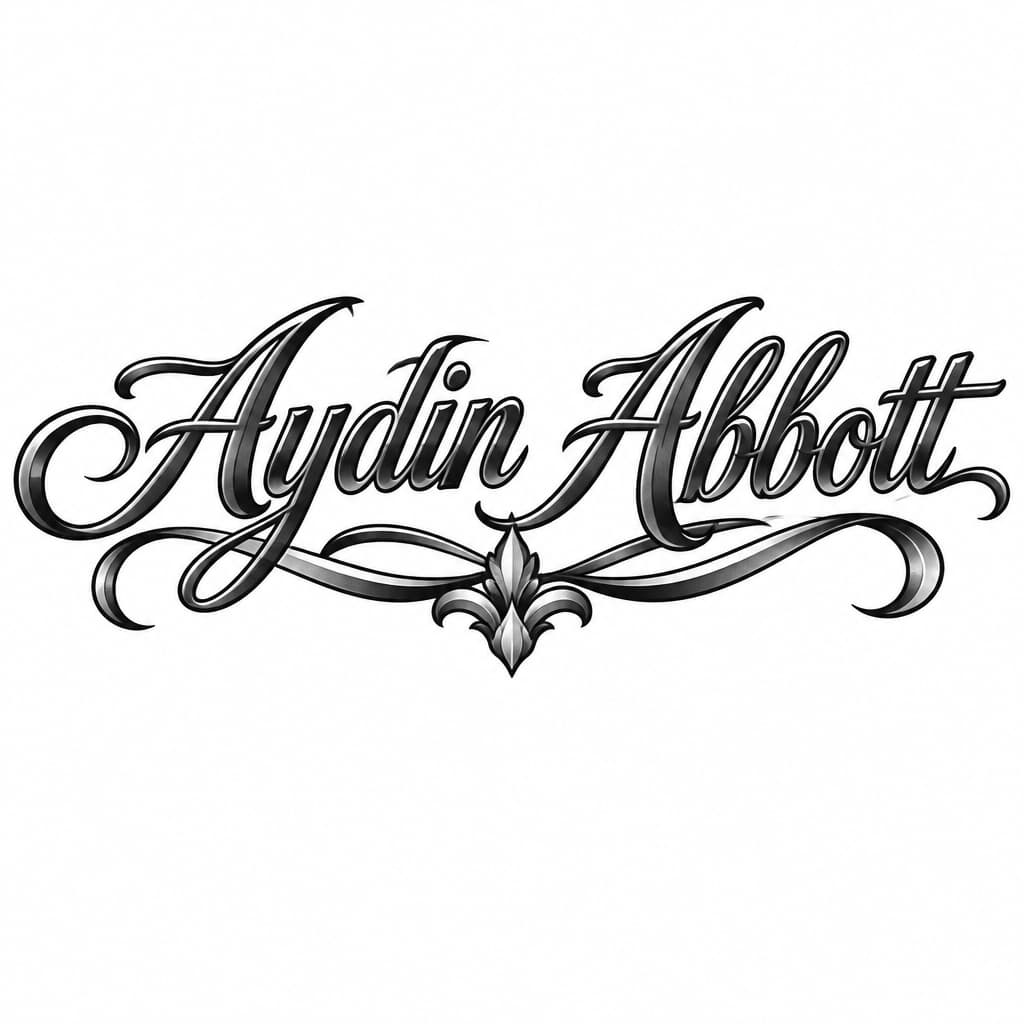 Tattoo that says Aydin Abbott in cursive