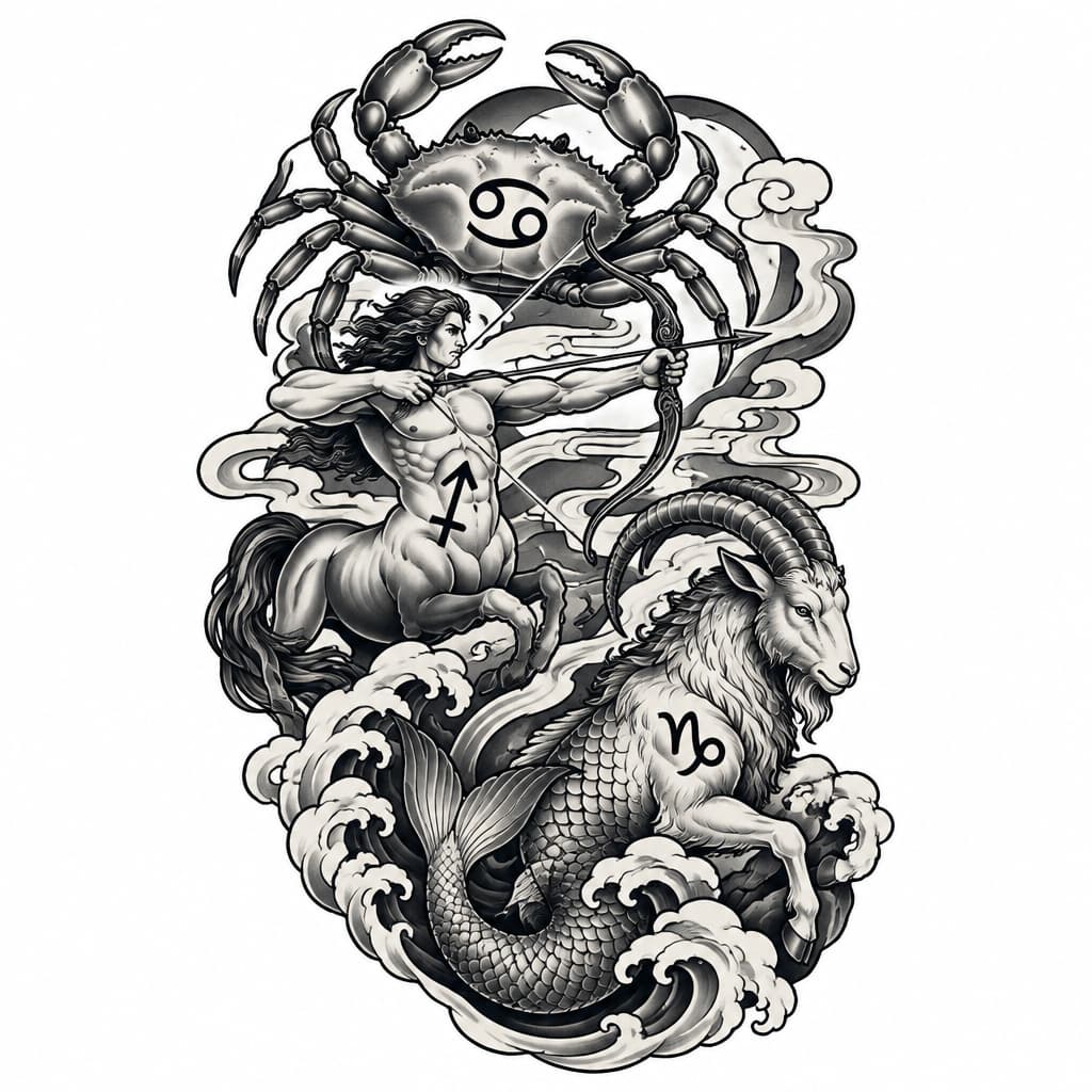 Mystical Blend of cancer, Sagittarius, and Capricorn signs