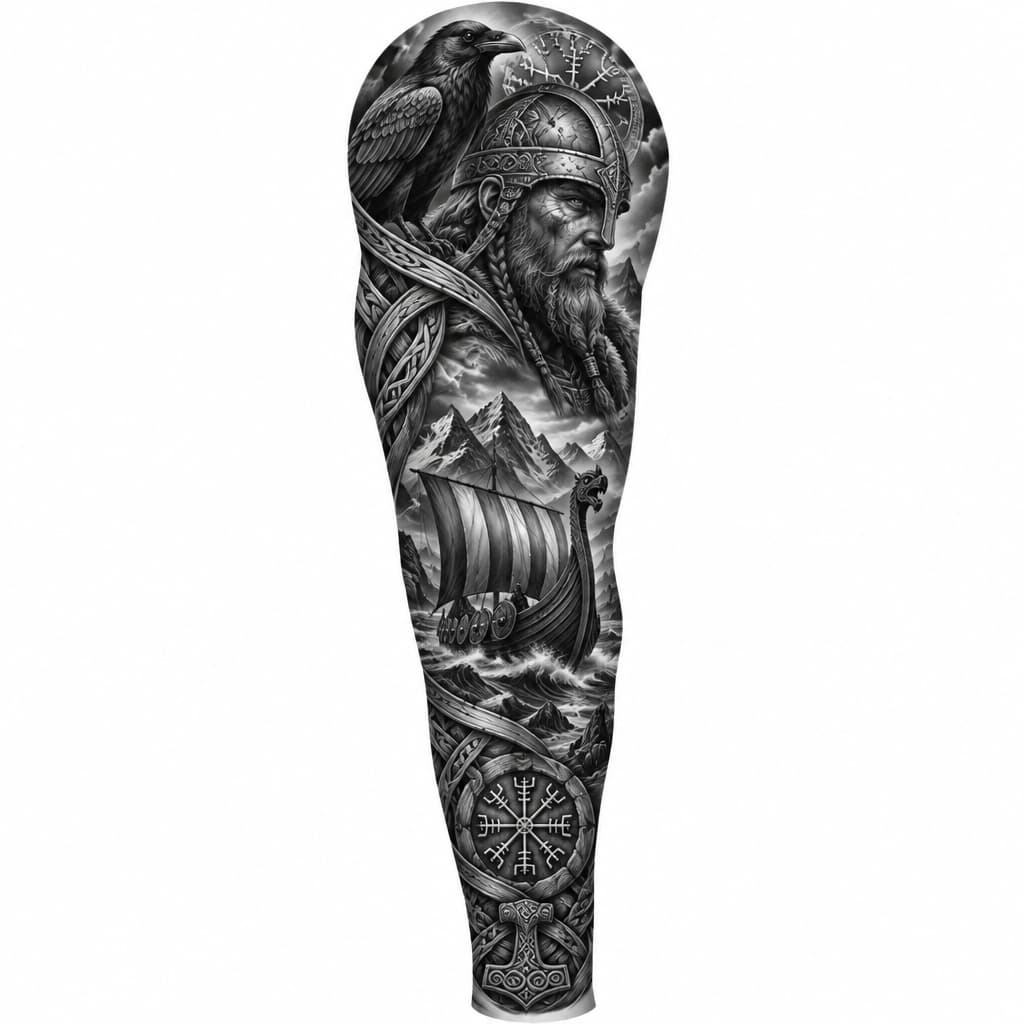 let do a viking design for a full sleeve for the right arm