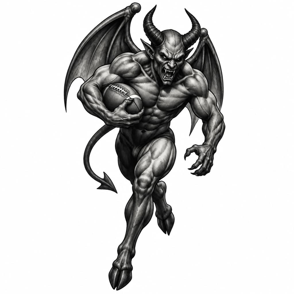 Demon running holding football