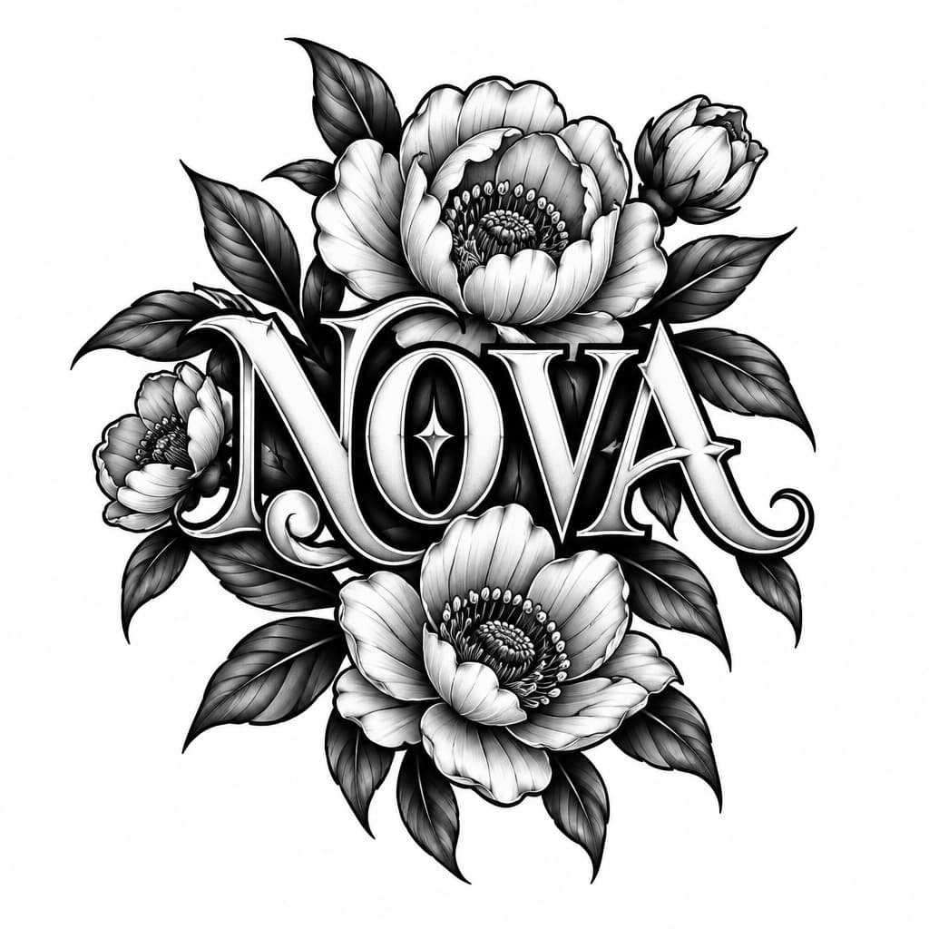 The name NOVA and flowers