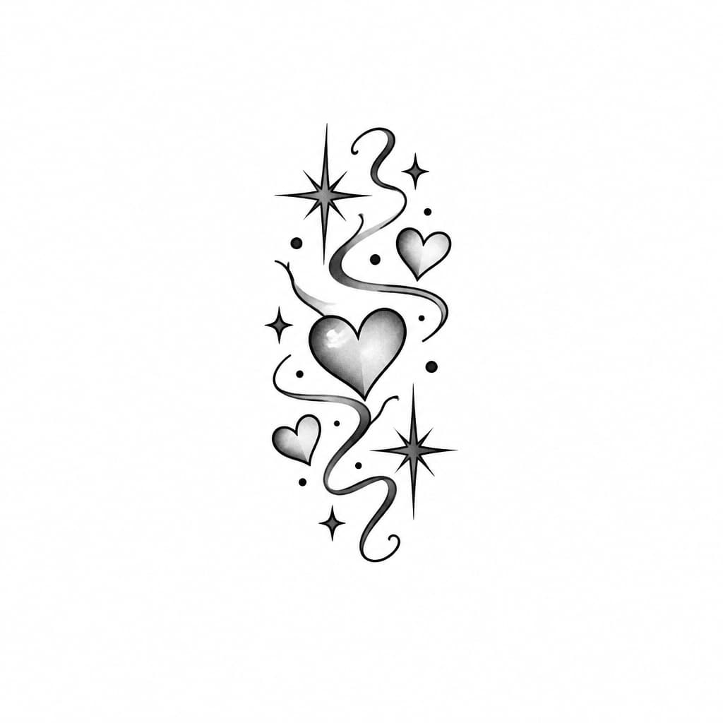 Small no shading with hearts stars squiggly lines