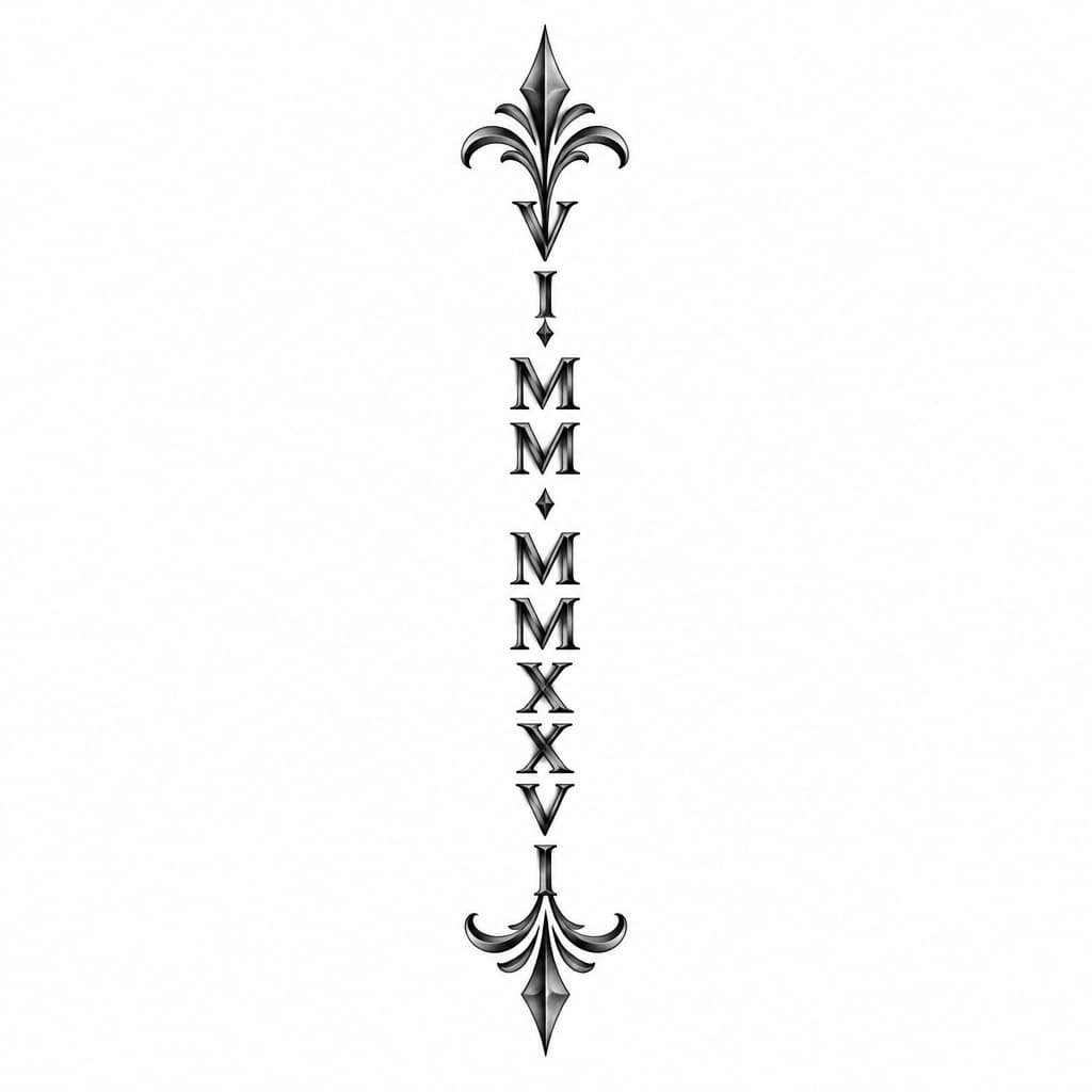 Roman numeral date for May 1 2026 down the nape of the neck