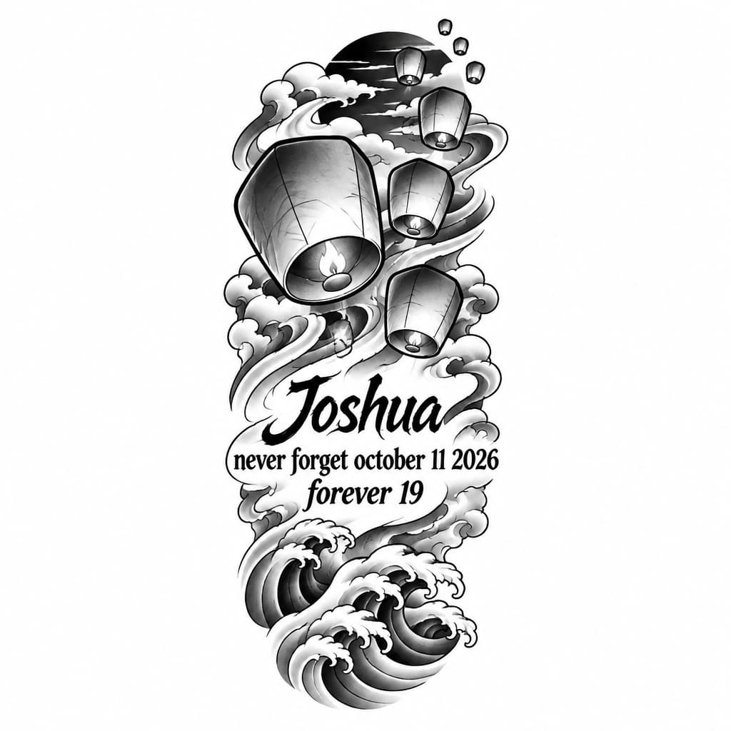 Joshua
never forget october 11 2026 forever 19
with laterns going towards the sky
