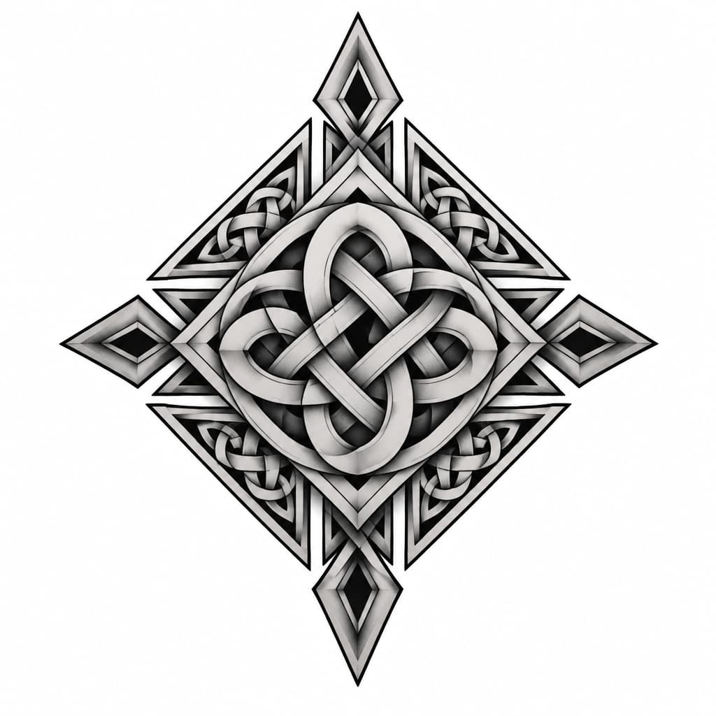 Celtic knot with geometric patterns