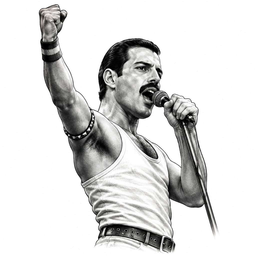 Freddie Mercury singing. Must look as him